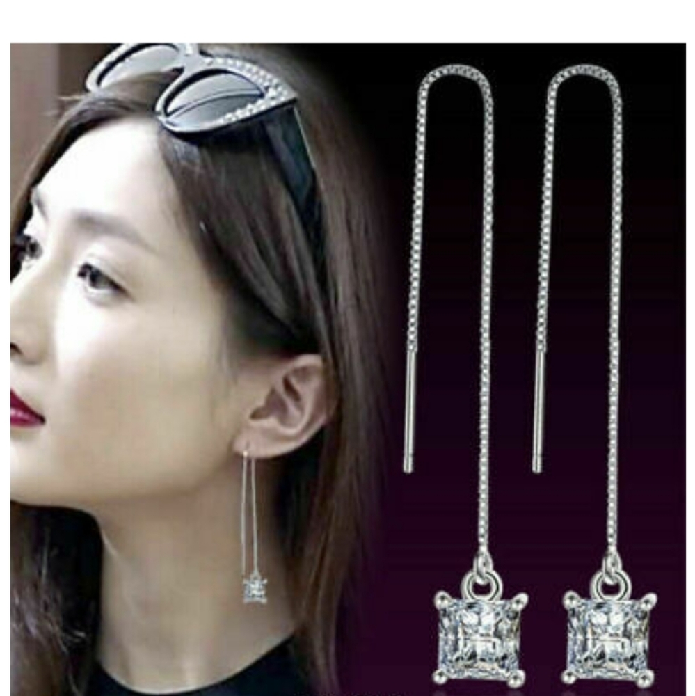 925 SILVER THREADER DANGLE EARRINGS